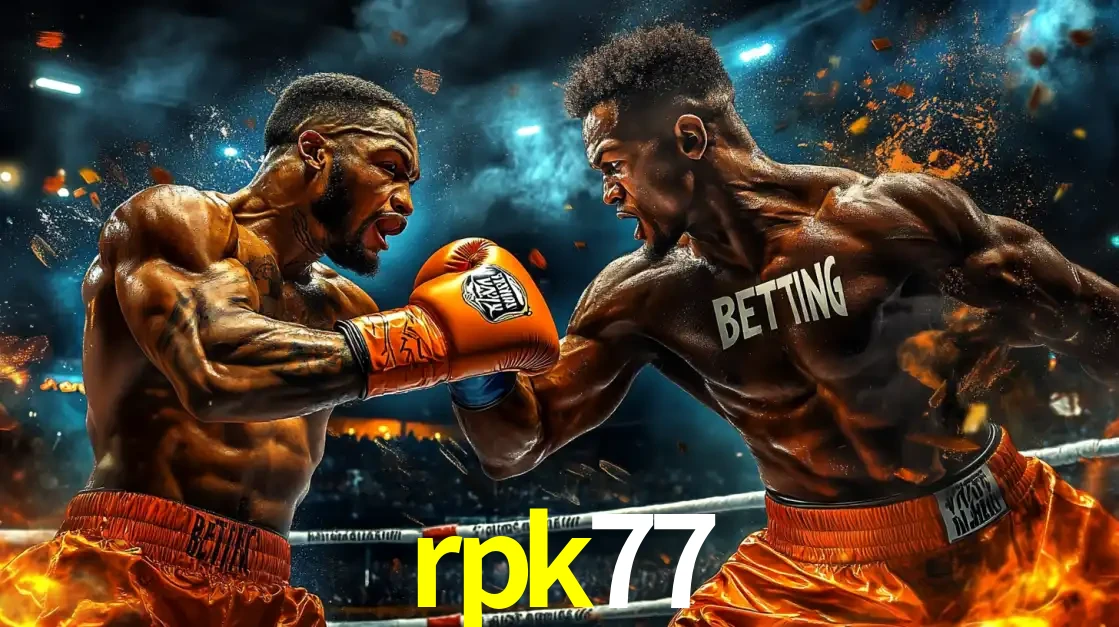 Dois boxeadores em uma luta intensa e explosiva, representando a adrenalina e as oportunidades de apostas em esportes de combate disponíveis na plataforma rpk77.