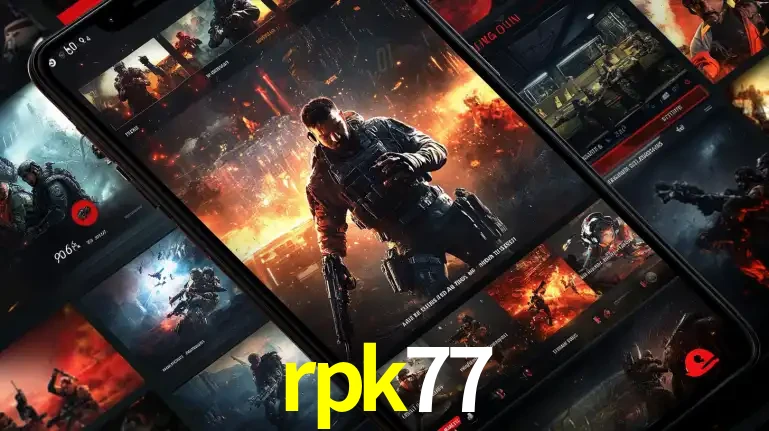 Tela de um celular exibindo uma galeria de jogos de tiro com temática militar, mostrando a variedade de e-sports disponíveis para apostas na plataforma de entretenimento rpk77.