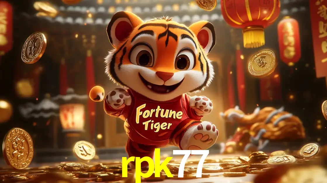O alegre personagem do Fortune Tiger correndo sobre um caminho de moedas de ouro, simbolizando os grandes prêmios e a diversão do popular jogo de slot do rpk77.