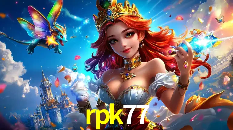 A princesa de um reino de fantasia mágico, com seu pequeno dragão, apresentando um mundo de prêmios encantados nos jogos de caça-níqueis do cassino rpk77.